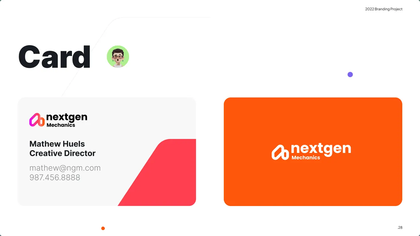 NextGen Mechanics business card design